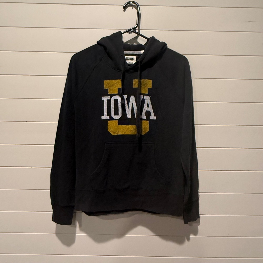 Tailgate Iowa Hawkeyes Hoodie Small Black Raglan Pullover Sweatshirt NCAA Fan